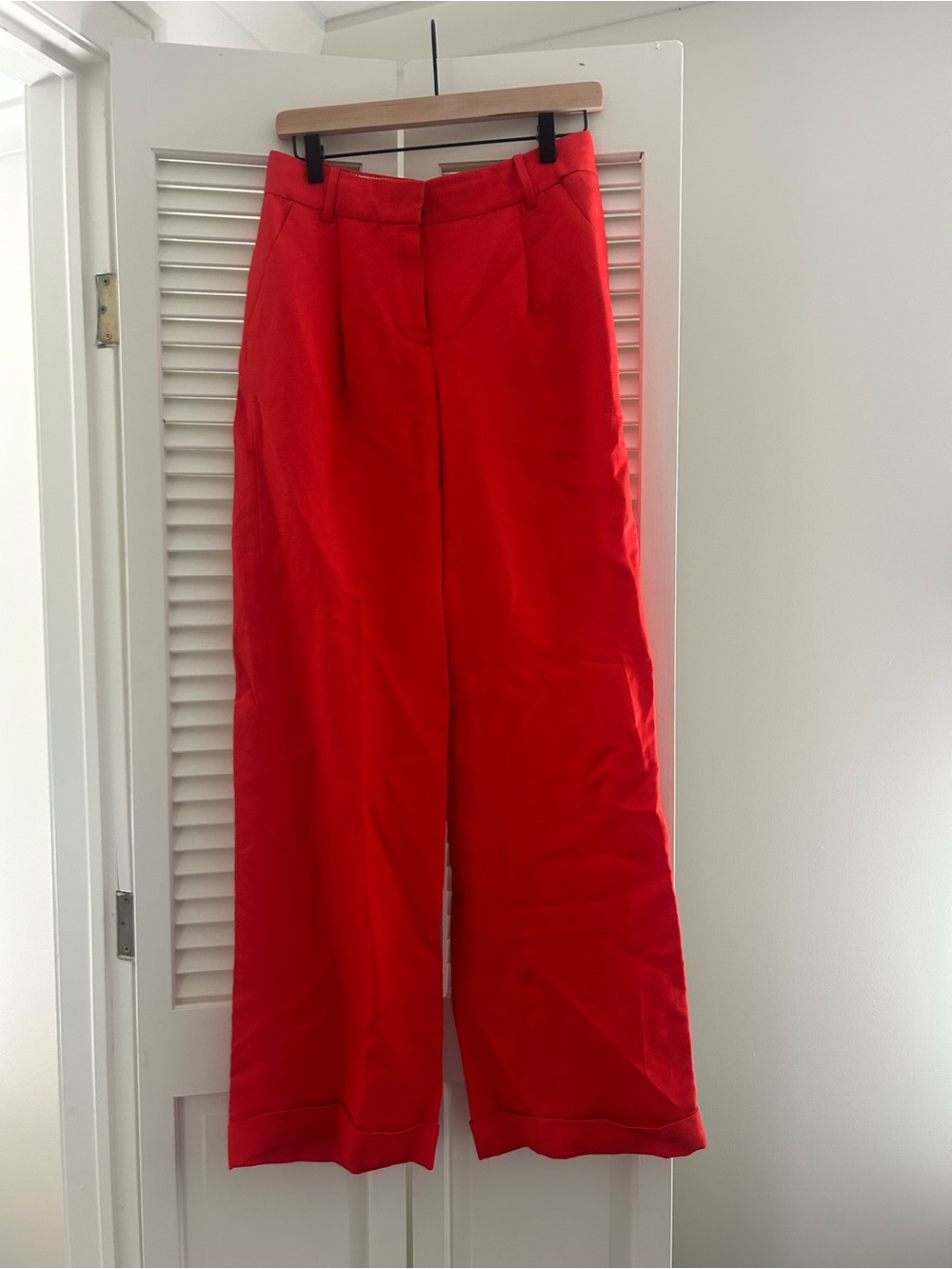 J.Crew Collection Silk Linen Wide Leg Trousers Pants Red Orange Size 2
